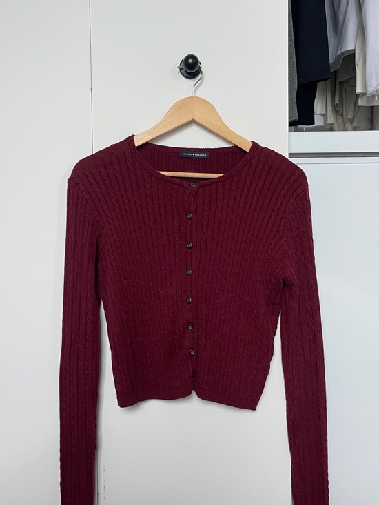 Brandy Melville Sweaters - Brandy Melville Burgundy Cable Knit Button-Up Cardigan